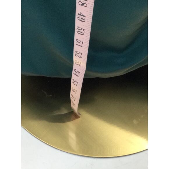 FORMAL PARTY SZ 8 M teal green satin cowl ruched prom maxi gown dress NEW B44 - Picture 3 of 9